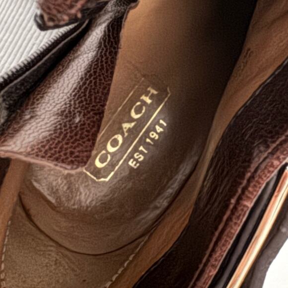 Coach Boots Melody Womens Size 7 Brown Leather Side Zip Wedge Ankle Booties - Picture 9 of 10